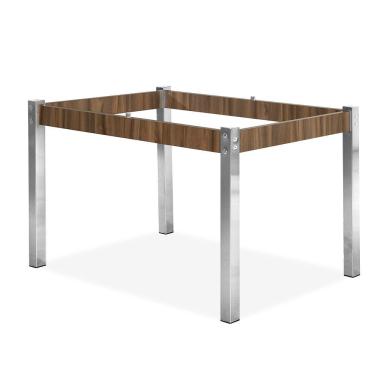 Imagem de Mesa De Jantar Aço Nobre Claudia C- Tampo Kanon E 4 Cadeiras Bege E Nogal