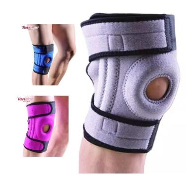 Imagem de Joelheira Neoprene Ajustavel Corrida Esportes Suporte Patela Articulada Compressao Estabilizadora Cor:cinza