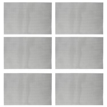 Imagem de Jogo 6 Lugar Americano Retangular Mesa Pvc Dotted Cinza 45x30cm Lyor