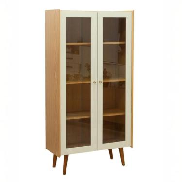 Imagem de Cristaleira 2 Portas De Vidro100% MDF Vértice Cinamomo White Laca Brilho