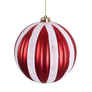 Imagem de Bola De Natal Decorada Vermelha E Branca - 20cm