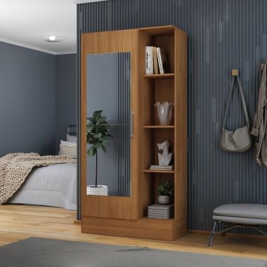Imagem de Armário Multiuso 1 Porta Com Espelho Espresso Móveis Cinamomo