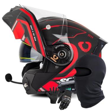 Imagem de Capacete Modular Dobrável Capacete De Motocicleta Integral Com Viseira Dupla Dot/Ece Aprovado Motocicleta Capacete Integrado Capacete De Scooter Capacete De Motocross Para Mu, G, 3XL/65-66CM