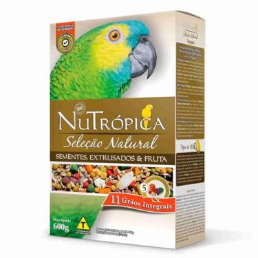 Imagem de Ração Nutrópica Seleção Natural Papagaio Mix de 11 Grãos Integrais 600g Alimento Super Premium Completo para Pássaros Papagaios Maritacas Cacatua Congo Ecletus Aves do Mesmo Porte