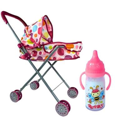 Imagem de Kit Carrinho Berço De Boneca E Mamadeira Infantil - Castela