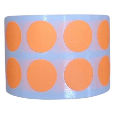 Imagem de Etiqueta Adesiva Bolinha Colorida Laranja Fluorescente 15mm 1,5cm Rolo