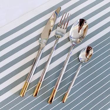 Imagem de IKXO Conjunto De Talheres De Prata Para 6, Conjunto De Talheres De Aço Inoxidável Moderno De 24 Peças, Conjuntos De Louças Incluem Garfo, Faca E Conjunto De Colheres, Polido Espelhado