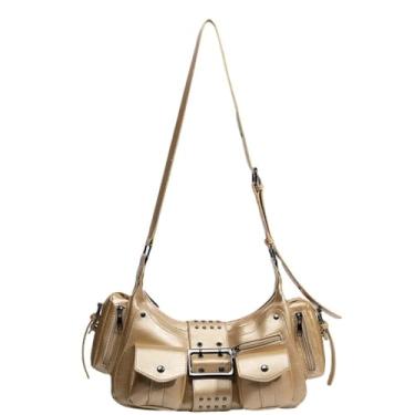 Imagem de GJHFCXSO Saco de ombro para mulheres bonito Hobo Y2K Underarm Tote Bolsa Moda Crossbody Bag com correia ajustável,Gold