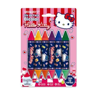 Imagem de Giz De Cera Big Bicolor Hello Kitty 12 cores - Leonora