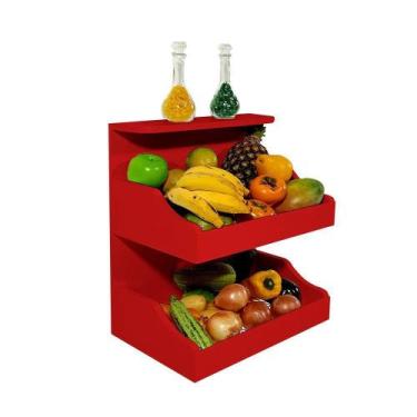 Imagem de Fruteira Suspensa De Parede Com Painel Porta Legumes Cozinha Em Madeir