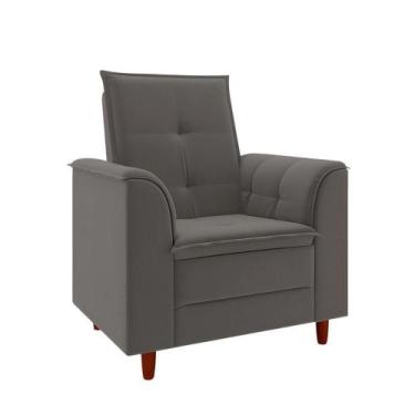 Imagem de Poltrona Decorativa Estofada Confortável Sala Atenas Suede Cinza - Bla