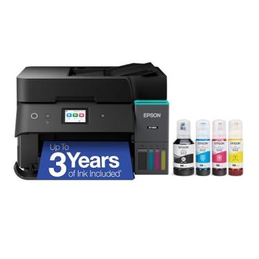 Imagem de Epson EcoTank ET-4950 Impressora supertank colorida sem fio com até 3 anos de tinta, tanques recarregáveis, perfeita para casa, 18 PPM, tela sensível ao toque colorida de 6 cm, alimentador automático