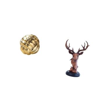 Imagem de Fenteer Escultura de Cabeça de Veado em Formato de Novelo de Lã, Ornamento de Cerâmica para Sala de Estar, Entrada, Cômoda, Mesa de Cabeceira, Decora