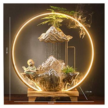 Imagem de Fonte de mesa Zen Lucky fonte de água paisagem objeto sala de estar entrada escritório secretária humidificador abertura presente de inauguração fontes de secretária (cor: Grande) (K)