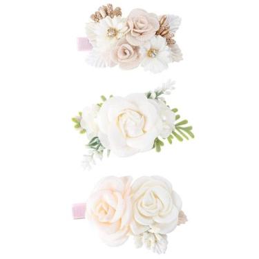 Imagem de Clipes de cabelo OOSAKU Baby Floral Bow, conjunto leve de 3 peças