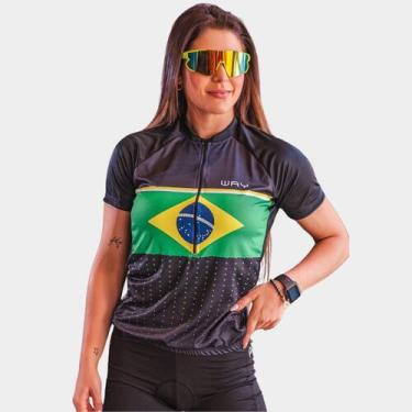 Imagem de Camisa de Ciclismo Feminina Brasil Points PRO Manga Curta Way Proteção
