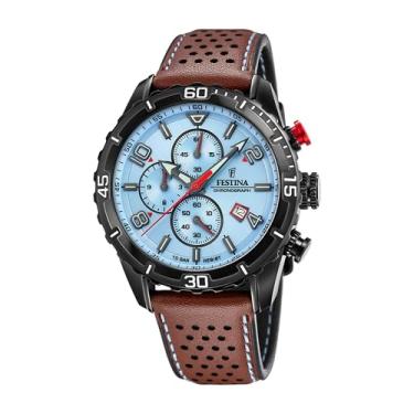 Imagem de Festina Relógio esportivo masculino de aço inoxidável quartzo japonês com pulseira de couro, marrom, 22 (modelo: F20519/1)