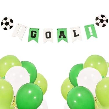 Imagem de Decoração de faixa de festa de aniversário de futebol futebol bandeira de futebol decorações de festa de futebol guirlanda de futebol