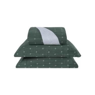 Imagem de Cobre Leito 3 Peças Casal Percal 200 Fios Decor 100% Poliéster - Verde