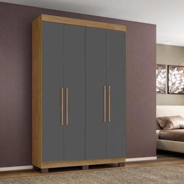 Imagem de Guarda-roupa Bélgica 4 Portas 2 Gavetas Amêndoa Grafite - MILANI MOVEL