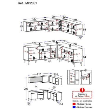 Imagem de Cozinha Completa De Canto Mp2061 Com Armário E Balcão Branca - MULTIMO
