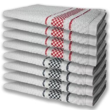 Imagem de 8 Panos De Prato Atoalhado Premium 4 Vermelho 4 Preto