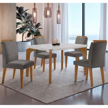 Imagem de Conjunto Mesa Liz 120cm Em Mdf 4 Cadeiras Athenas Moderna Vel. Grafite Off White Imbuia