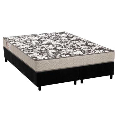 Imagem de Cama Box Queen: Colchão Espuma Ortobom Physical Ultra Resistente + Base CRC Suede Black(158x198)