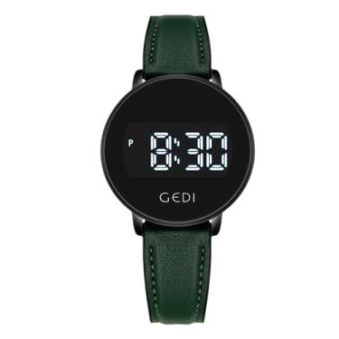 Imagem de Relógio feminino fashion esportivo digital LED com tela sensível ao toque, calendário, pulseira de silicone, vestido minimalista, à prova d'água, relógio de pulso feminino, Verde, Fahsion, simples