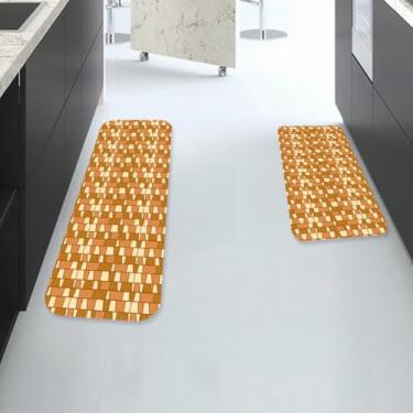 Imagem de Jogo de Tapete Cozinha, para Cozinha Croche 2 PeçAs Bambu Abstrato Antiderrapante