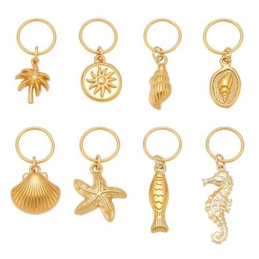 Imagem de NBEADS 8 peças de berloques de biquíni feminino, pingentes de praia de aço inoxidável 304 de 2,9 a 4,5 cm, pingentes de vida marinha para maiôs de verão, festa na praia, presente, fabricação de joias