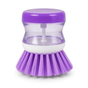 Imagem de Escova de Limpeza Para Louça Com Dispenser de Detergente e Recipiente Integrado