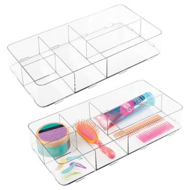 Imagem de Organizador de gaveta de 5 seções iDesign para cozinha, banheiro ou mesa, conjunto de 2, transparente
