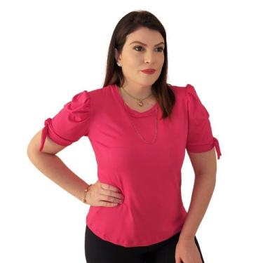 Imagem de Blusa Feminina Manga Curta Bufante Princesa em Malha - MADALIH Moda Fe