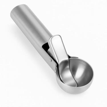 Imagem de Colher de Sorvete Profissional em Aço Inox com Alavanca – Pegador de Sorvete Reforçado para Sorvetes Duros – Cabo Anatômico, Durável, Antiderrapante, Ideal para Açaí, Gelato e Sorbet – Premium