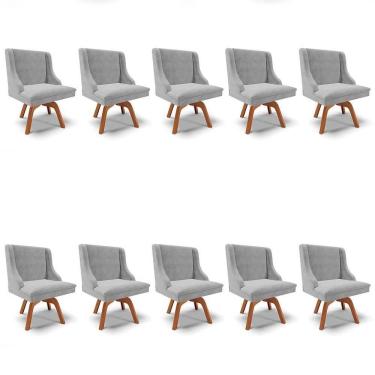 Imagem de Kit 10 Cadeiras Estofadas Giratória Para Sala De Jantar Lia Suede Cinza - Ibiza