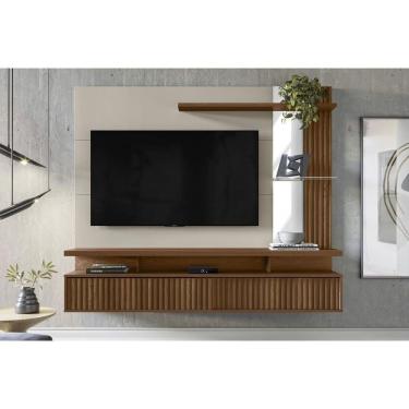 Imagem de Painel Home P/ Tv Até 60 Pol Maragogi C/ 2 Porta E 2 Prateleiras 182x154cm Freijó/off White - Linea Brasil