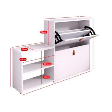 Imagem de Sapateira Organizadora Com Prateleira E Gaveta Basculante Hall de Entrada(Vitória Branco)