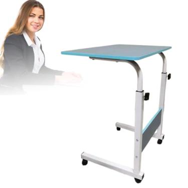 Imagem de HGTRH Mesa de pé, mesa móvel para laptop com 4 rodízios 60/80x40 cm 70-90 cm, faixa de elevação pequena, fácil de instalar, mesa de sofá, mesa para escritório doméstico F 80 x 40