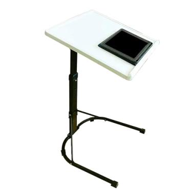 Imagem de Mesa de chão, mesa lateral de cama, laptop, notebook, suporte para projetor, ajuste de altura, 64,5 a 76,5 cm, peso do rolamento, 20 kg, design ergonômico dobrável, antiderrapante, inclinado, mesa