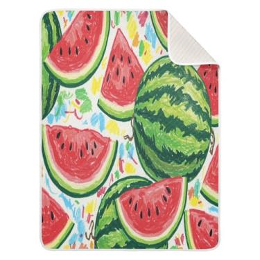 Imagem de Qilmy Cobertor de bebê melancia 76 x 101 cm, cobertor infantil de algodão macio para meninos e meninas, cobertor infantil leve e quente para berço, carrinho de bebê, soneca, recém-nascido