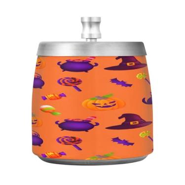 Imagem de Qilmy Cinzeiro de aço inoxidável Candy Corn com tampa - Cinzeiro de cigarro à prova de vento sem cheiro sem fumaça para casa, escritório, carro, pátio, varanda (uso interno e externo)