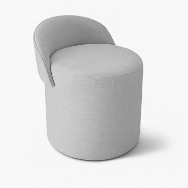 Imagem de Puff Encosto Redondo Linho Confortável Sala Quarto Moderno Cor:cinza