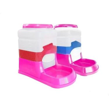 Imagem de Kit Bebedouro e Comedouro Automático Duplo para Cachorro e Gato 3L Reforçado Prático Antiformiga(Rosa)
