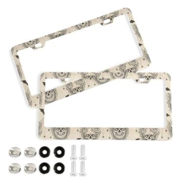 Imagem de SEHANY Molduras de placa de carro estilo gótico, moldura de placa de carro de alumínio à prova de ferrugem com furos e parafusos elípticos serve para veículos padrão dos EUA tamanho acessórios de