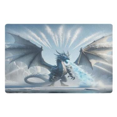 Imagem de Tapetes de porta da frente de dragão de gelo antiderrapantes para casa, tapete de entrada, decoração de varanda frontal