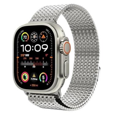 Imagem de VELORE Pulseira de aço inoxidável com fecho magnético de malha para Apple Watch BAND Ultra 2 49 mm séries 10/9/8/7/6/SE/5/4/3/2 38/40/41 mm 42/44/45/49 mm S10 42 mm 46 mm, 42/44/45/49mm, Ágata