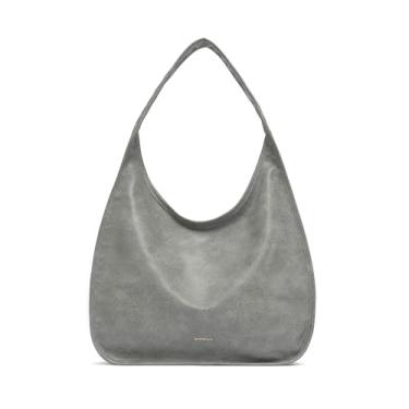 Imagem de NEWBELLA Bolsa Hobo feminina - Bolsa de ombro e bolsa de mão de couro sintético, bolsa de trabalho espaçosa para viagens e uso diário, Quartzo cinza