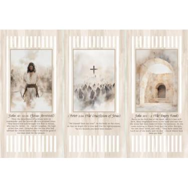 Imagem de Ausril 3 peças Boho Christian Presépio de madeira arte de parede nascimento de Jesus decoração de parede arte católica pendurada arte religiosa de Natal para igreja sala de estar quarto 7,9 x 15,8