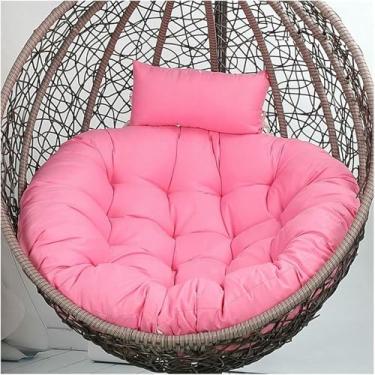 Imagem de Almofada para cadeira suspensa em formato de ovo, almofada redonda para cadeira de balanço com encosto de cabeça removível, 89 x 89 cm (35 x 35 polegadas).